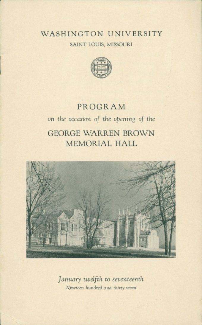 Front page of the dedication program, January 12-17, 1937