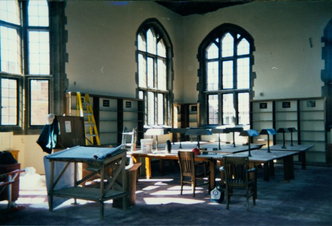 Library renovation, 1999. Under the leadership of David Cronin, GWB undertook a major renovation of Brown Hall, including the library.