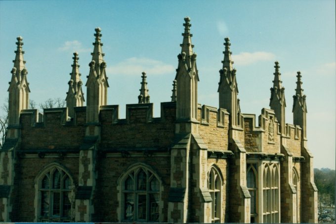 Goldfarb spires, 1998. Dedicated in 1998, Goldfarb Hall, along with Brown Hall, houses Washington University's growing social work program.