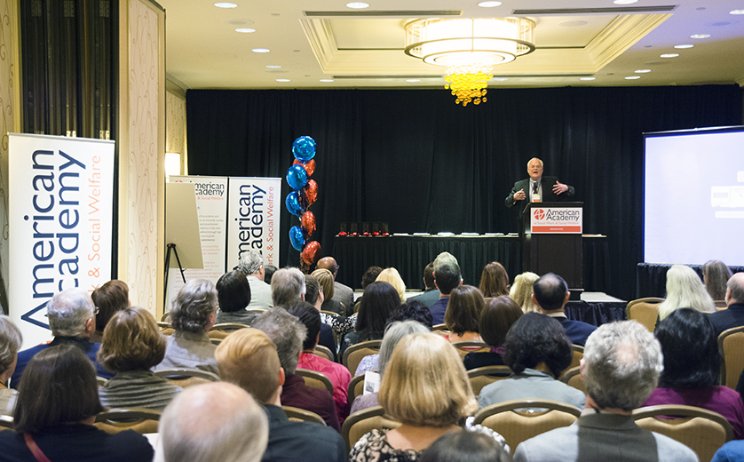 Michael Sherraden at podium during SSWR 2017 conference