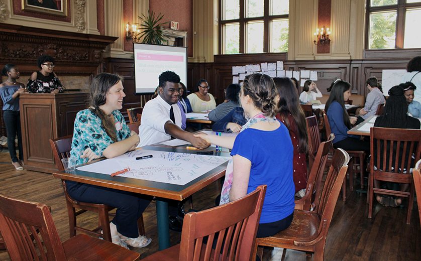 Students discussing educational equity